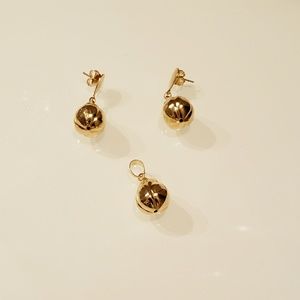 Brazilian gold earring and pendant jewelry set